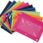 Binder Pencil Pouch with Zipper Pulls, Pencil Case with Rivet Enforced 3 Ring (each)