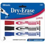 Bazic Asst Dry Erase Marker (3pk)
