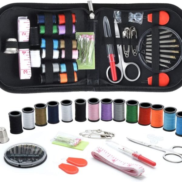 Sewing KIT, DIY Sewing Supplies with Sewing Accessories, Portable Mini Sewing Kit for Beginner, Traveller and Emergency Clothing Fixes, with Premium Black Carrying Case (Black)