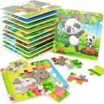 Vileafy 1 Pack Small Animals Puzzles for Kids Ages 3-5 Years Old - Wooden Toddlers Puzzles