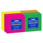 Bazic 90ct 3*3" Neon Stick On Notes 12pk