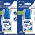 BAZIC Correction Liquid 2 in 1 (0.74 oz / 22 ml), Foam Brush & Precise Metal Tip Applicator, Instant Corrections Pen White Out Wipe Out Fluid, 2-Pack