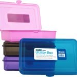 BAZIC Plastic Pencil Case Utility Storage Box, Assorted Color, Multi Purpose Organizer for Pens Pencils