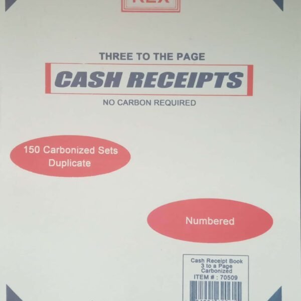 Cash Receipt book 3 on carbonized numbered