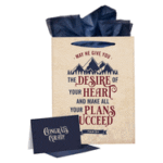 Christian Art Gifts Three Piece Portrait Gift Bag for Men and Women with Card Desires of Your Heart - Psalm 20:4, Large