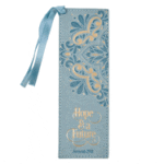 Christian Art Gifts Blue Faux Leather Bookmark Hope and a Future - Jeremiah 29:11 Bible Verse Inspirational Bookmark for Women W/Satin Ribbon Tassel