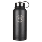 Christian Art Gifts Laser Engraved Black Stainless Steel Double Wall Vacuum Insulated Water Bottle Trust in the Lord - Proverbs 3:5 Bible Verse Carry