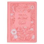 Christian Art Gifts Pink Vegan Leather Zipped Journal, Inspirational Women's Notebook Trust in the Lord Scripture, Flexible Cover, 336 Ruled Pages, Ri