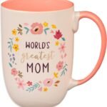 World's Greatest Mom Peach Floral Ceramic Coffee Mug