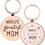 World's Greatest Mom Peach Floral Keychain