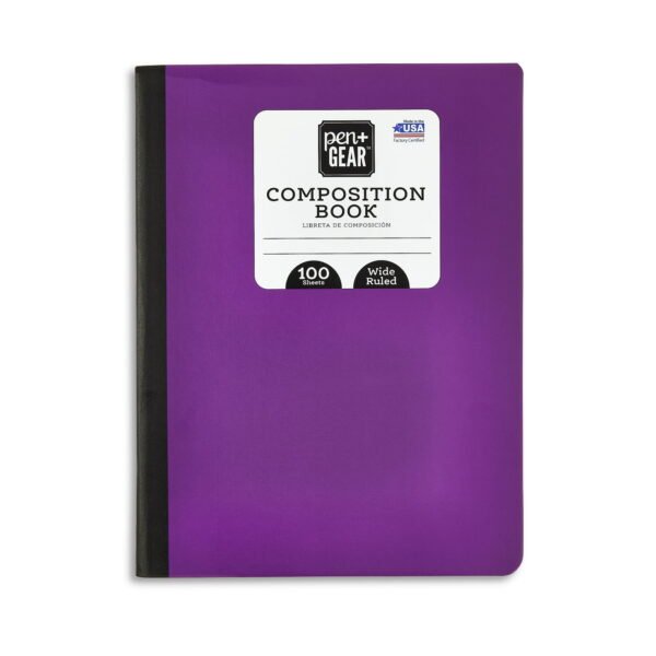 Pen + Gear 100 Sheets Purple Composition Book, Wide Ruled