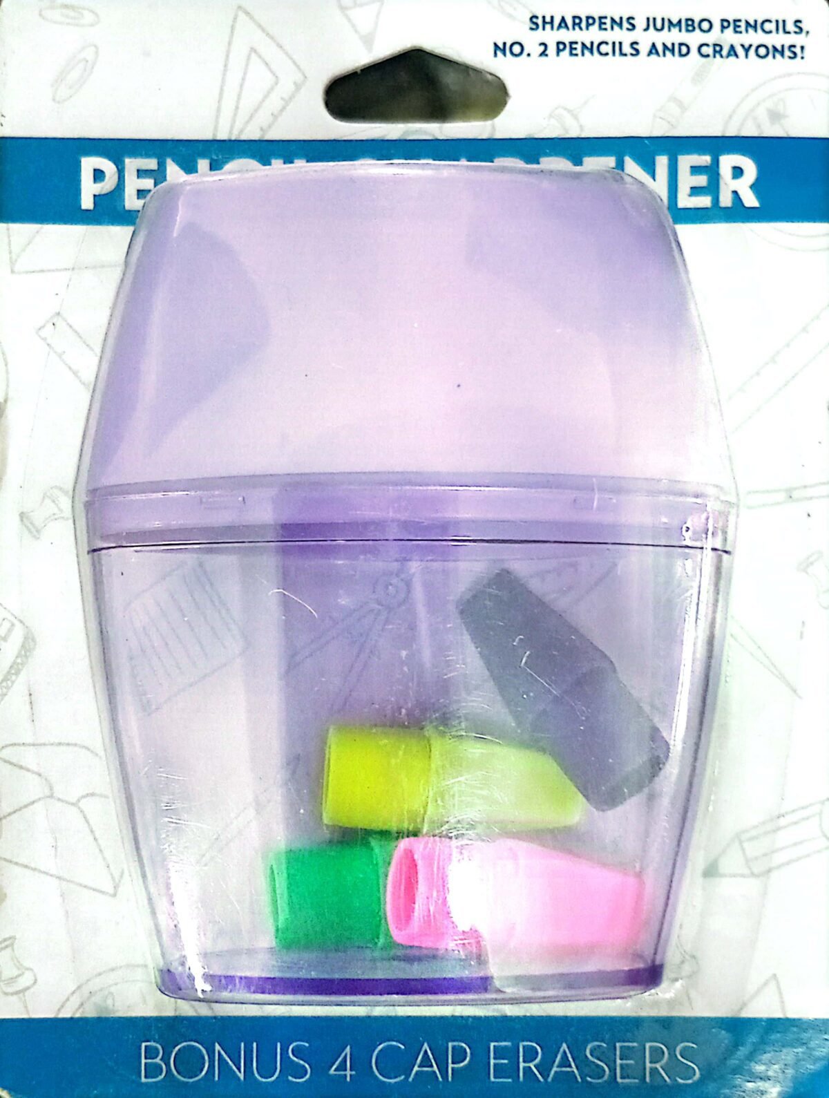 Pencil Sharpener With 4 Cap Erasers - Image 1