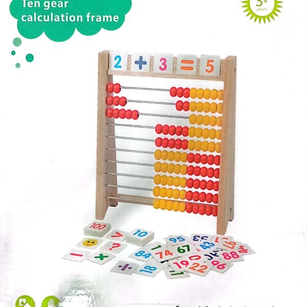 Ten Gear Calculation Frame Wooden Arith Abacus 10×8