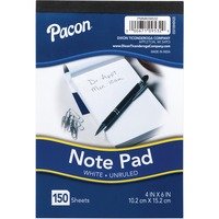 Pacon Note Pad White Unruled 150 Sheets