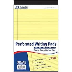 Bazic Perforated Writing Pads "5 × 8" 2 Pads