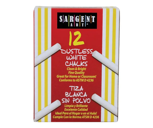 Sargent Art Dustless White Chalks 12 pcs
