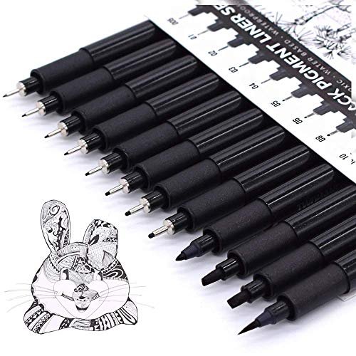 Black Pigment Liner Set 12 sizes