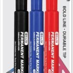 BAZIC Permanent Marker Chisel Tip, Wide Assorted Color Markers (each)