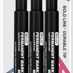BAZIC Permanent Marker Chisel Tip, Jumbo Wide Black Color Markers, Coloring on Plastic Wood Metal Glass Stone for Art Office (each)