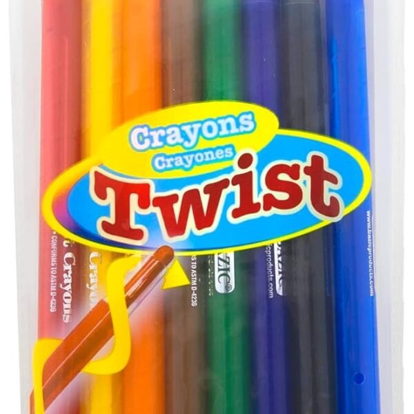 BAZIC 8 Color Twistable Crayons, Twist Up Propelling Assorted Color Crayon, Coloring Drawing Art Supplies for Office School Kids Children, 1-Pack