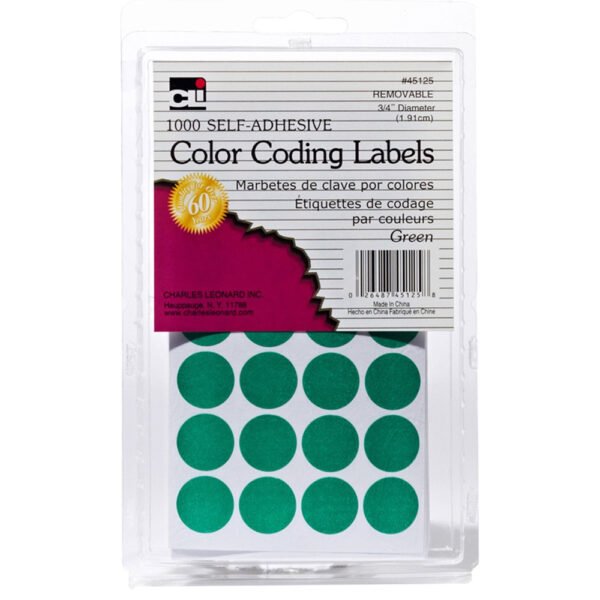 1000 Self Adhesive Color Coding Labels Green