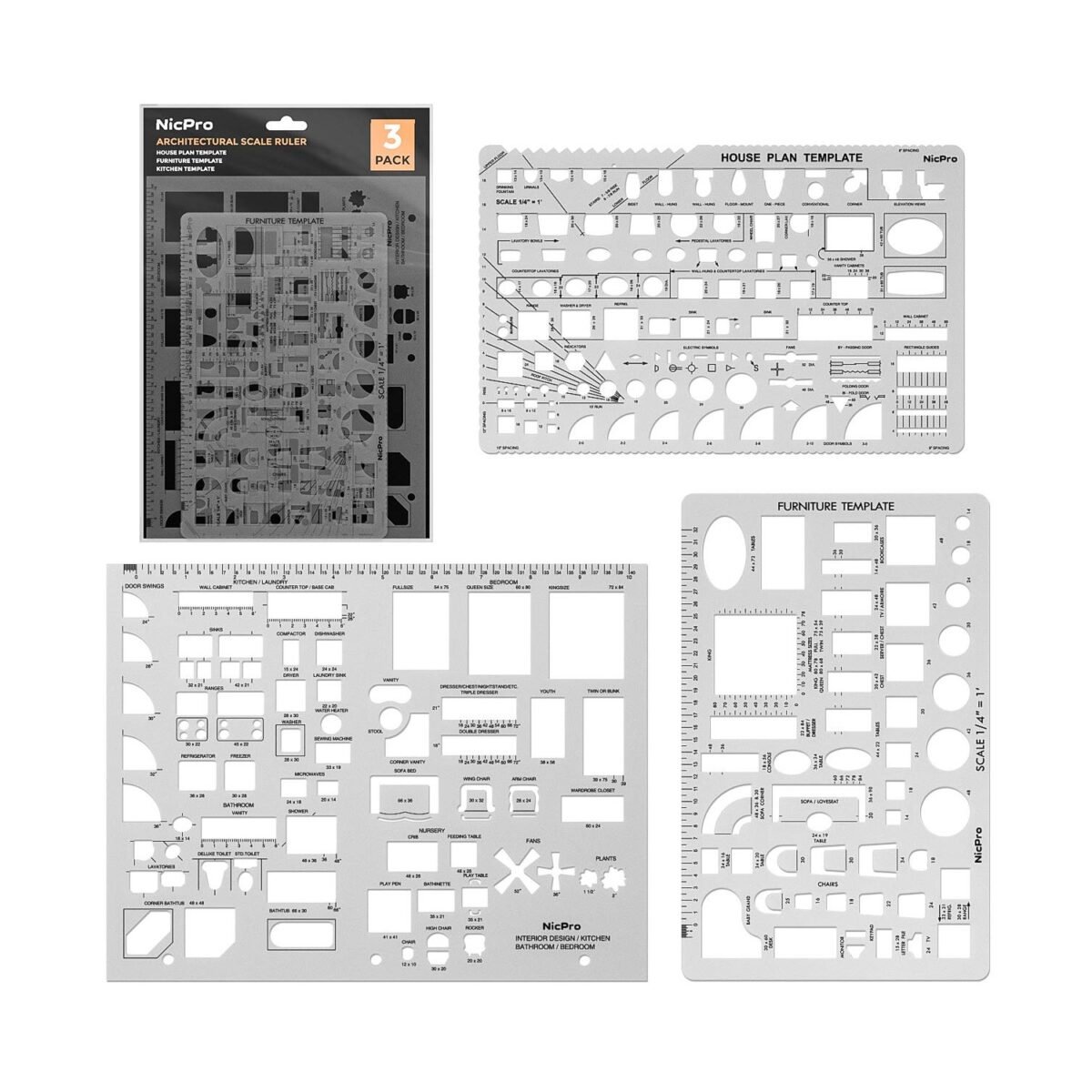 NicPro Architectural Scale Ruler 3 pack - Image 1