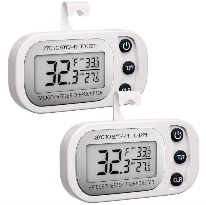 2026/01/1000002122.jpg Refrigerator Thermometer Waterproof Fridge and Freezer Thermometer Digital Large LCD Screen Thermometer for Refrigerator with Stand and Magnetic Back with Screwdriver - Image 1