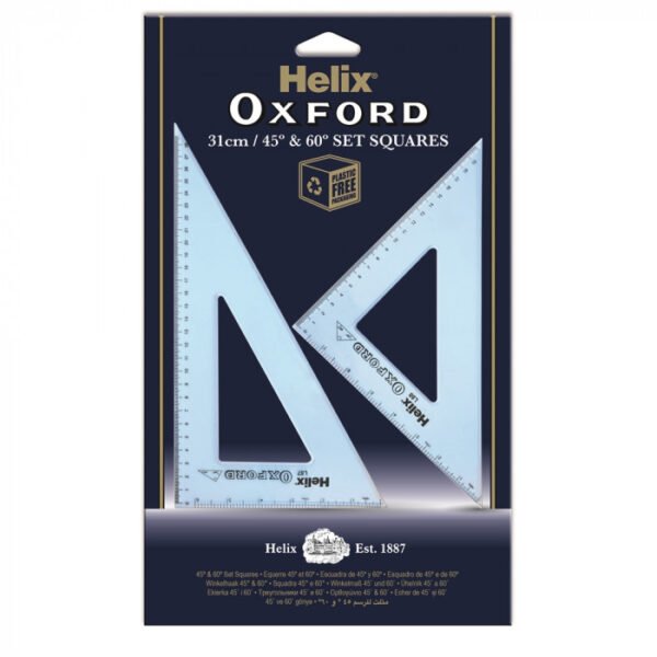 Helix Oxford Eco Maths Set Squares - 31cm/45° & 60° (Twin Pack)