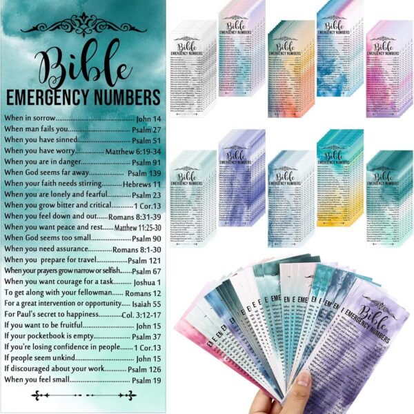 Christian Bible Verse Emergency Numbers Bookmark Christian Church Gift 2.36 x 6''