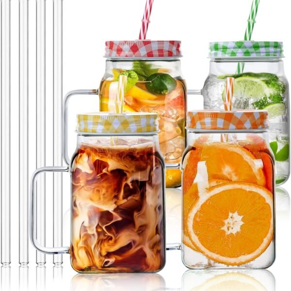 Glass cup with straw Ice cold drink (each)