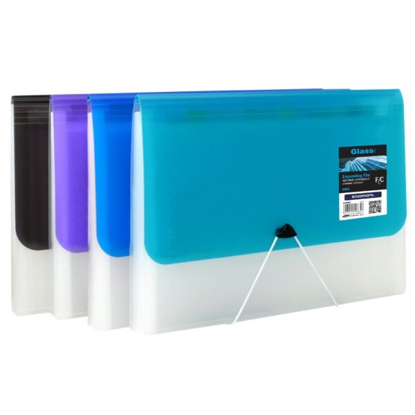 EXPANDING FILE FOLDER, F/C SIZE, 6 DIVIDERS, GLASS LINE, ASSORTED COLORS