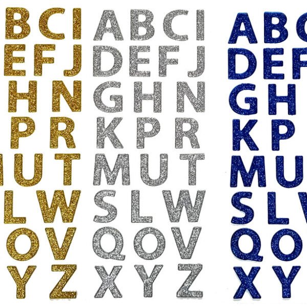 Alphabet Glitter Stickers, Puffy Shape