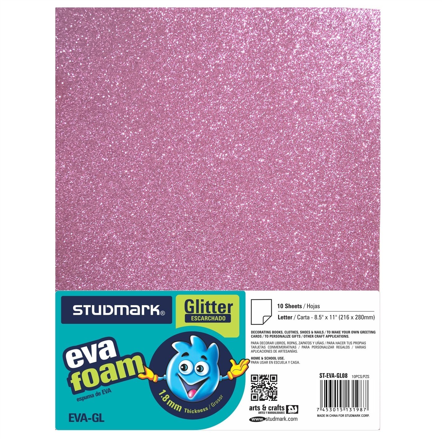 7453015131987.jpg Foam sheet Glitter Middle Pink (each) - Image 1