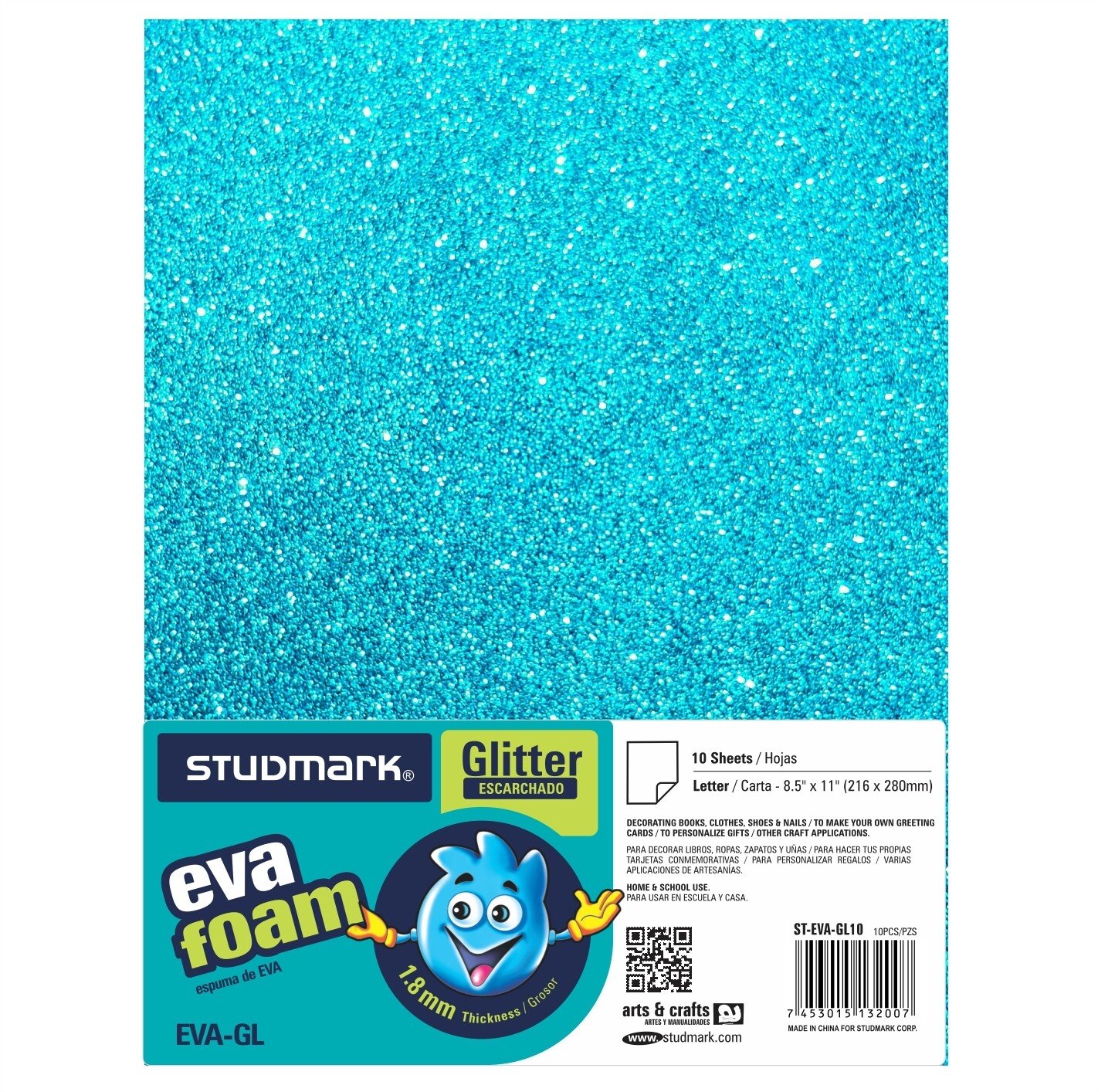 7453015132007.jpg Foam sheet Glitter Blue (each) - Image 1