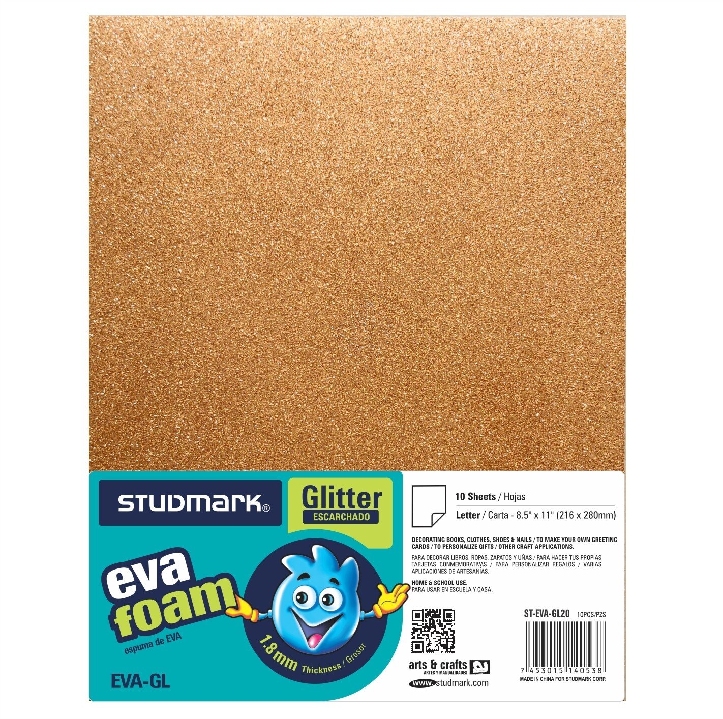7453015140538.jpg Foam sheet Glitter Dark Gold (each) - Image 1