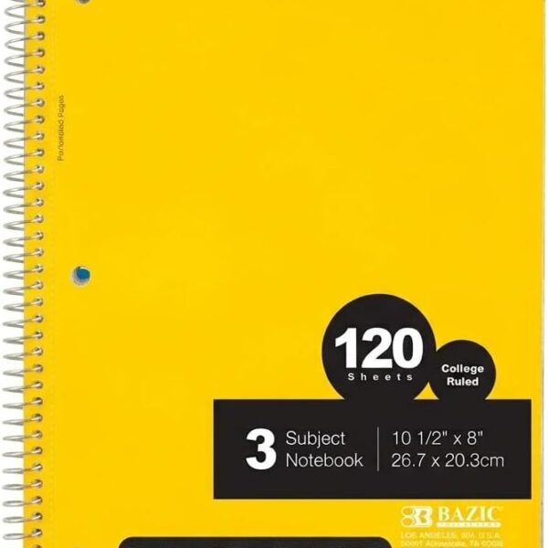 BAZIC C/R 120 Ct. 3-Subject Spiral Notebook