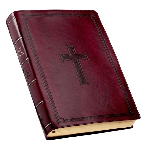 KJV Holy Bible, Super Giant Print Faux Leather Red Letter Edition - Thumb Index & Ribbon Marker, King James Version, Burgundy (KJV Super Giant Print Editions